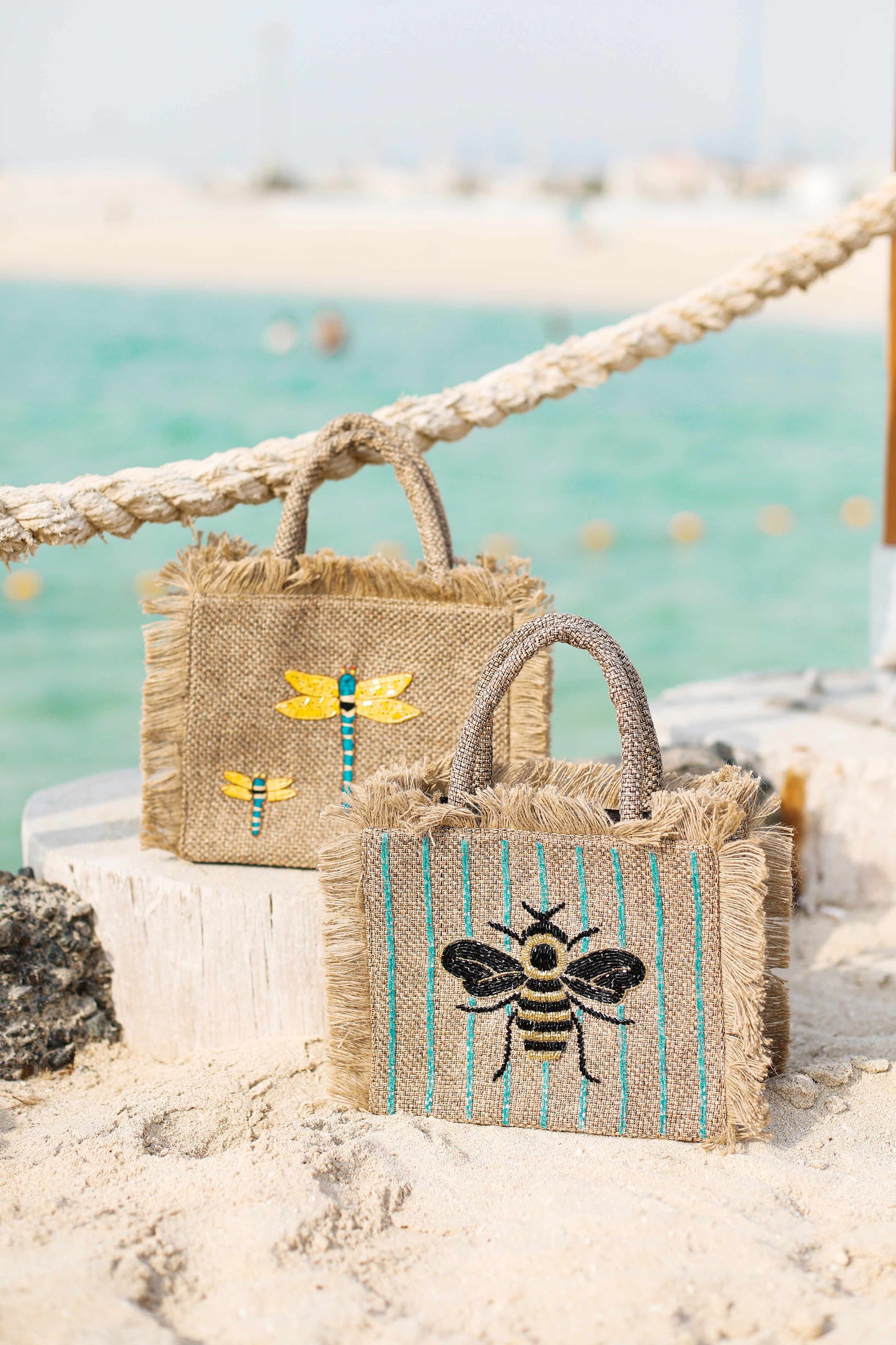 Black & gold bee with a hint of blue tote