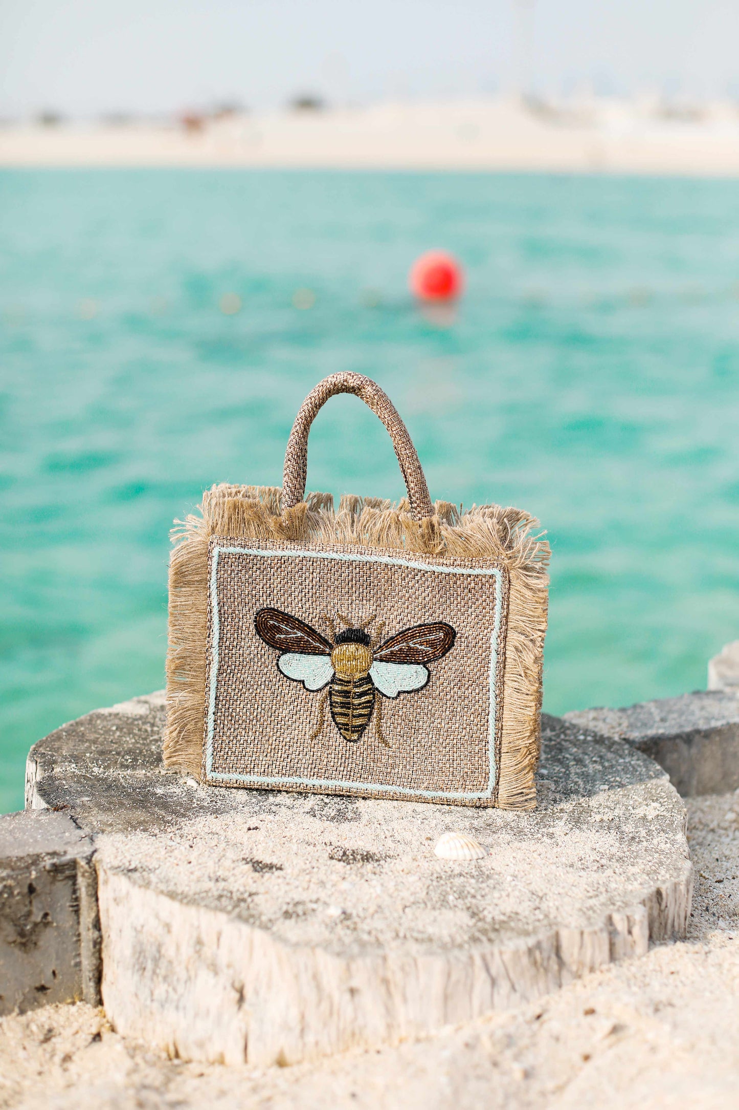 King bee in blue & gold small tote