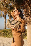Black and gold beaded large clutch with sling
