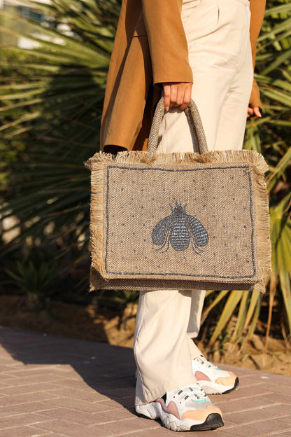 Silver bee big tote bag