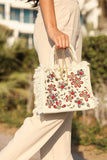 Beaded flower design tote
