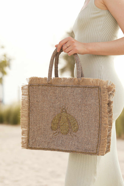 Gold bee big tote bag