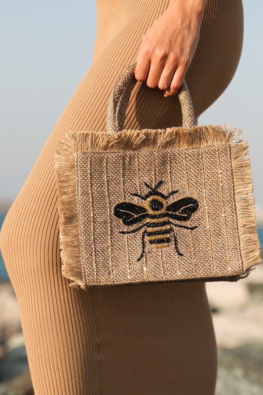 Black & gold honeybee tote