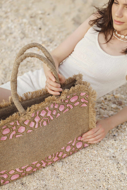 Snake pattern big tote bag